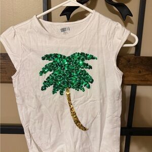 Crazy 8 White Tee with Green and Gold Palm Tree